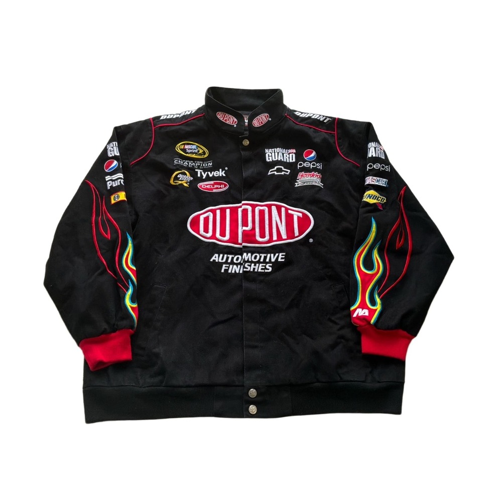 Jeff Gordon #24 DuPont Chase Authentics NASCAR Racing Jacket Mens 2XL Black Flam